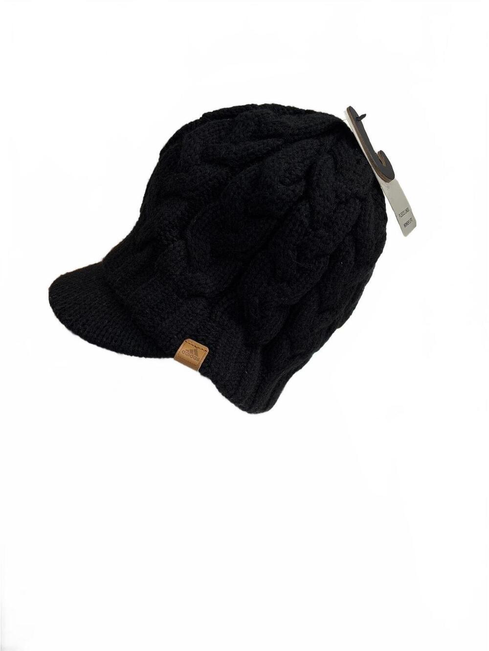 adidas Women's Crystal Brimmer Black Knit Hat with Visor